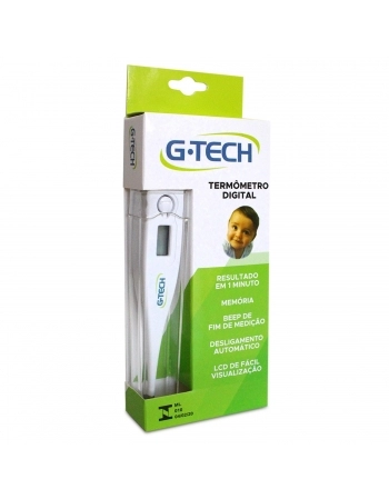 Termômetro Clínico Digital Branco com Display LCD - G-Tech