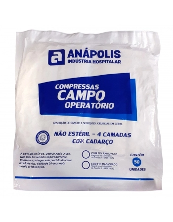 Compressa Campo Cirúrgico 45x50cm 18g com 50 Unidades Anápolis