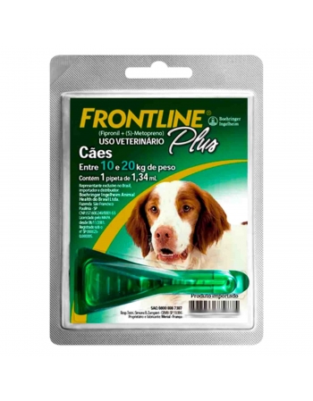 Frontline Plus M Antipulgas e Carrapatos Cães 10kg a 20kg Boehringer