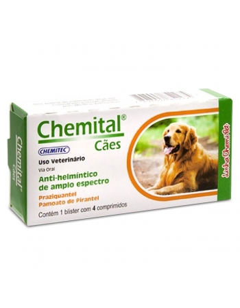 Chemital Vermífugo para Cães 10kg com 4 Comprimidos Chemitec