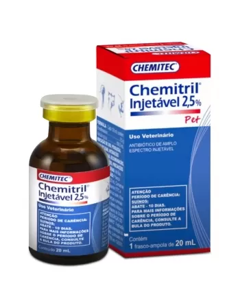 Chemitril Pet 2,5% Enrofloxacino Injetável Chemitec