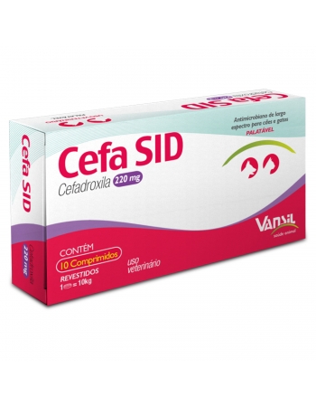 Cefa SID 220mg Antimicrobiano Cefadroxila para 10Kg 10 Comprimidos Vansil