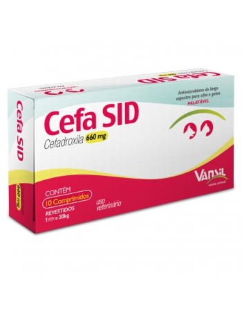 Cefa SID 660mg Antimicrobiano Cefadroxila para 30Kg 10 Comprimidos Vansil