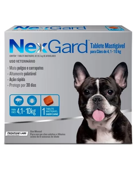 Nexgard Para Cães de 4,1 - 10kg Antipulgas e Carrapatos 1 Tablete Boehringer