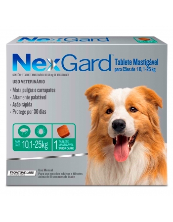 Nexgard Para Cães de 10,1 - 25kg Antipulgas e Carrapatos 1 Tablete Boehringer