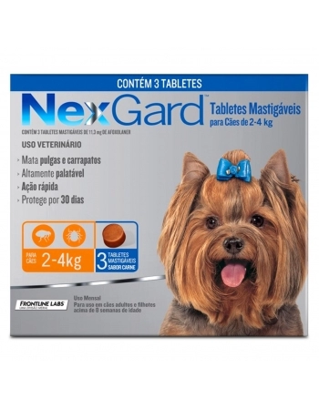 Nexgard Para Cães de 2 - 4kg Antipulgas e Carrapatos 3 Tabletes Boehringer