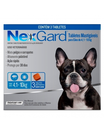 Nexgard Para Cães de 4,1 - 10kg Antipulgas e Carrapatos 3 Tabletes Boehringer