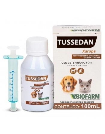 Tussedan Xarope Para Cães e Gatos 100ml Biofarma