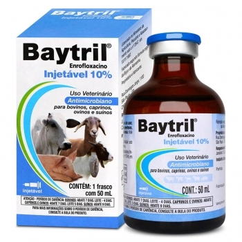 Baytril Injetável 10% Antibiótico Bovinos Ovinos Suínos 50ml Elanco