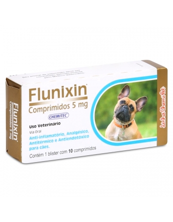 Flunixin Anti-Inflamatório 5mg Para Cães Com 10 Comprimidos Chemitec