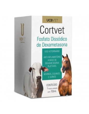 Cortvet Injetável 10ml Anti-Inflamatório Dexametasona UCBVET