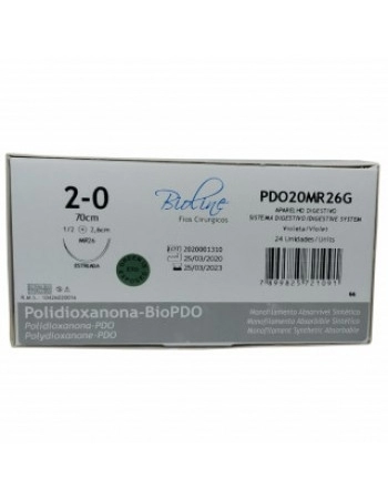 FIO POLIDIOXANONA 2-0 AG1/2 CIL3,5-70CM BIOPDO - BIOLINE