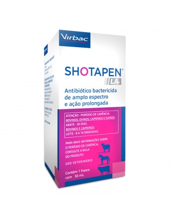 Shotapen LA Injetável 50ml Antibiótico Bactericida Virbac