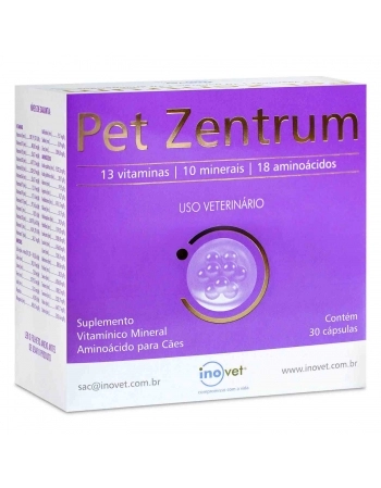 Pet Zentrum Para Cães Suplemento Vitamínico 30 Cápsulas Inovet