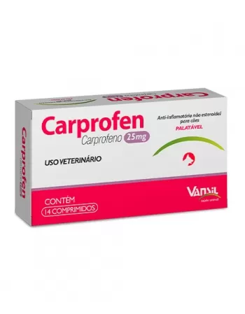 Carprofen Anti-inflamatório Palatável Para Cães 25mg Vansil