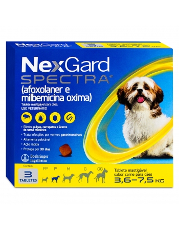 Nexgard Spectra Para Cães Tamanho P Antipulgas e Carrapatos 3,6kg a 7,5kg 3 Tabletes Boehringer