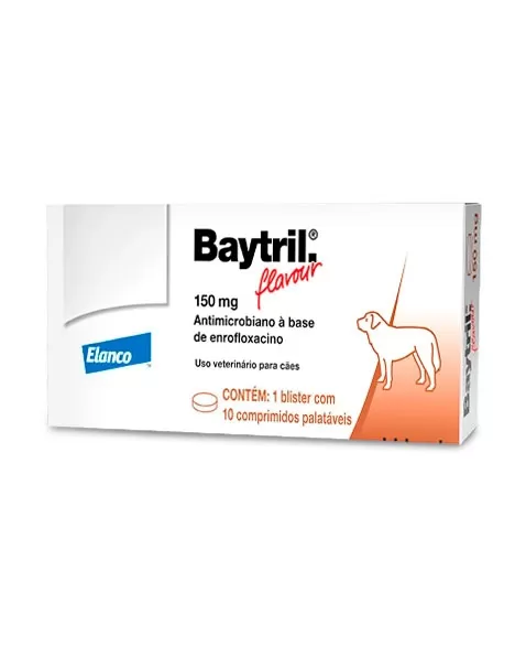 Baytril Flavour para Cães 150mg com 10 Comprimidos Elanco