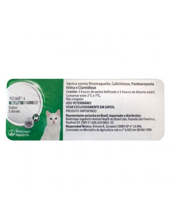 Validade 30/06/2024 - Vacina Feline-4 - 5 doses