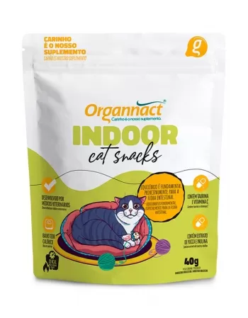 Petisco Indoor Cat Snacks Gatos 40g Organnact