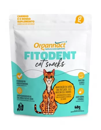 Petisco Fitodent Cat Snacks Gatos 40g Organnact