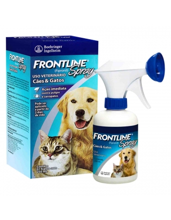 Frontline Spray Antipulgas e Carrapatos para Cães e Gatos com 250ml Boehringer