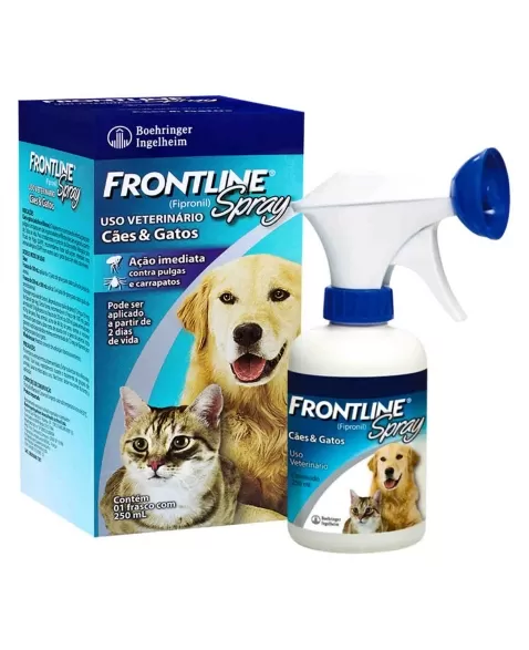 Frontline Spray Antipulgas e Carrapatos para Cães e Gatos com 250ml Boehringer