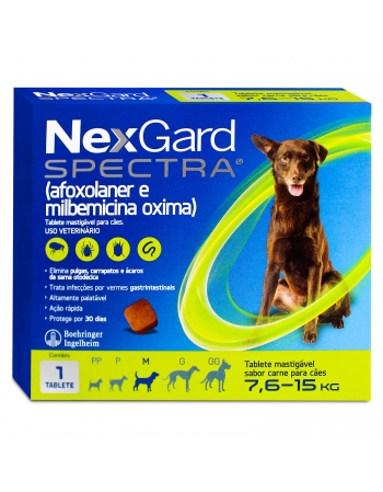 Nexgard Spectra Para Cães Tamanho M Antipulgas e Carrapatos 7,6kg a 15kg 1 Tablete Boehringer