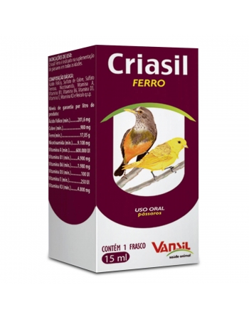 Criasil Ferro Suplemento Vitamínico Para Pássaros 15ml Vansil