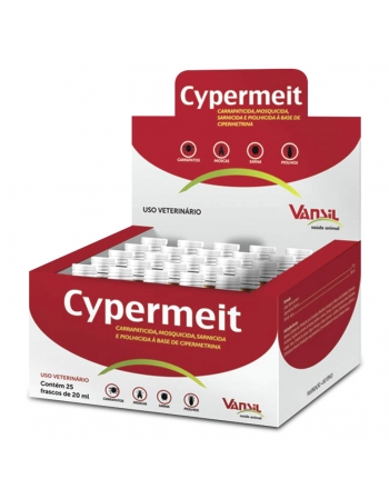 Cypermeit Antiparasitário para Pulverização e Banho com 25 Frascos 20ml Vansil