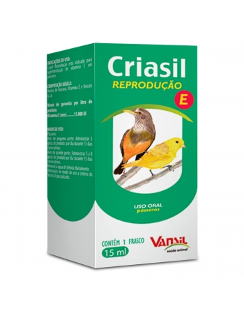 Criasil Reprodução Vitamina E Para Pássaros 15ml Vansil