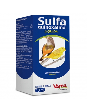 Sulfaquinoxalina Líquida Antibiótico Para Pássaros 10ml Vansil