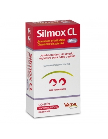 Silmox CL Antibiótico Para Cães e Gatos 50mg 10 Comprimidos Vansil