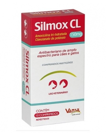 Silmox CL Antibiótico Para Cães e Gatos 150mg 10 Comprimidos Vansil