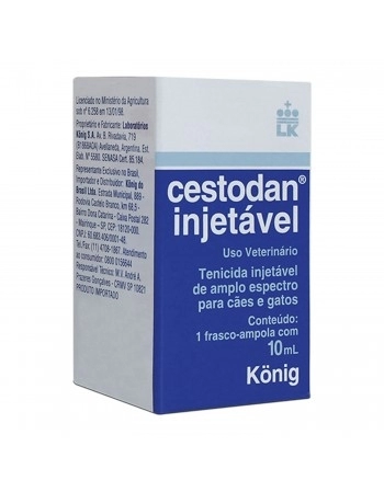 Cestodan Injetável Tenicida para Cães e Gatos 10ml Konig