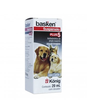 Vermífugo Basken Suspensão Plus 5 para Cães e Gatos 20ml Konig