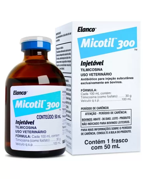 Micotil 300 Antibiótico Injetável para Bovinos com 50ml Elanco