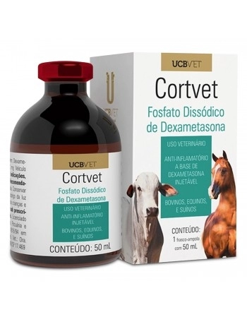 Cortvet Injetável 50ml Anti-Inflamatório Dexametasona UCBVET