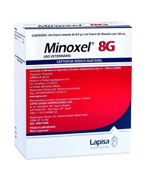 Minoxel 8G Antibiótico Bovinos Suínos e Aves com Diluente 100ml Elanco