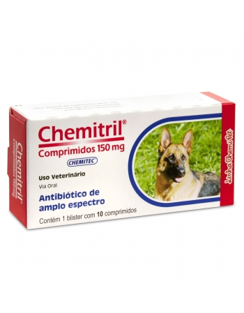 Chemitril Enrofloxacino Cães E Gatos 150mg Com 10 Comprimidos Chemitec