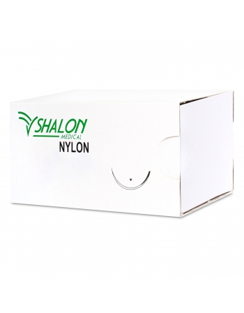 Fio de Sutura Nylon 3-0 com Agulha 3/8 3 45cm Shalon