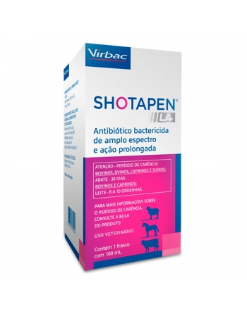 Shotapen LA Injetável 100ml Antibiótico Bactericida Virbac *REFRIGERADO*