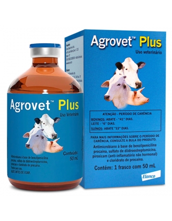 Agrovet Plus Antibiótico Injetável para Bovinos com 50ml Elanco