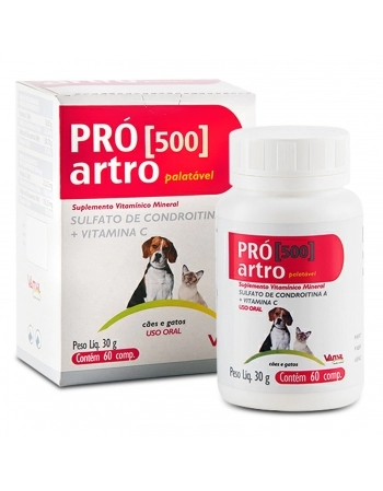 Validade 30/06/2024 - Pro Artro 500 Suplemento Vitamínico e Mineral 60 Comprimidos Vansil