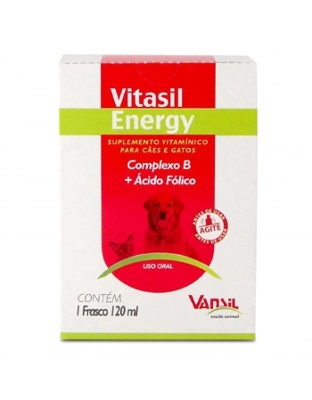 Validade: 30/11/2023 - Vitasil Energy 120 ml Suplemento Vitamínico para Cães e Gatos Vansil