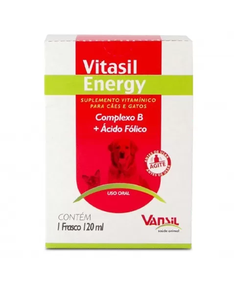 Vitasil Energy 120 ml Suplemento Vitamínico para Cães e Gatos Vansil